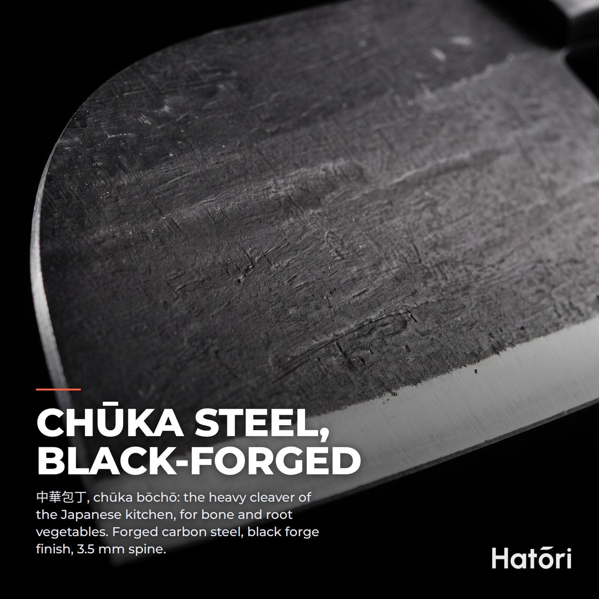 Hatori Kaji 鍛冶 Series – Black Forged Cleaver 17.5 cm, blade steel