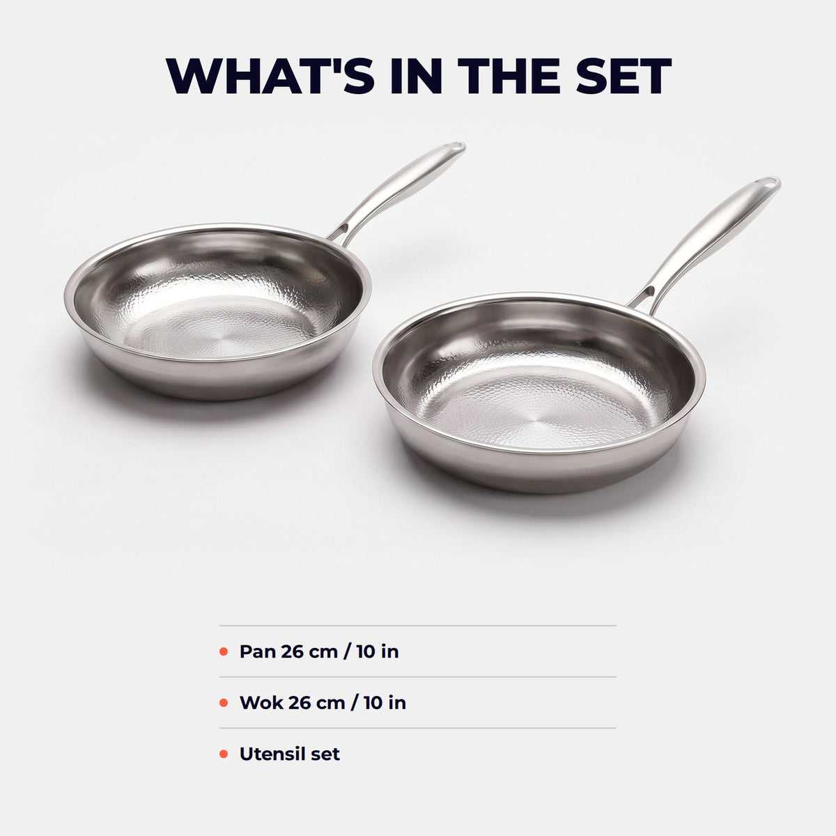 Hatori Kōmyō 光明 Series – Wok and Fry Pan Set with Utensils, what is in the set