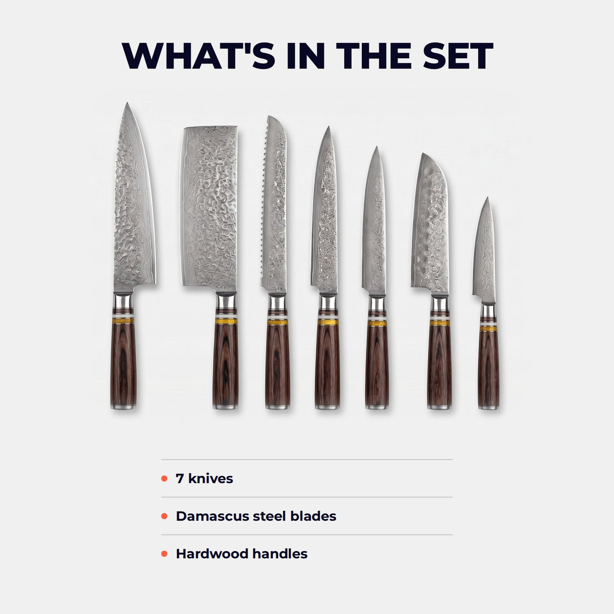 Hatori Takumi 匠 Series – Damascus 7 Piece Master Set, what is in the set