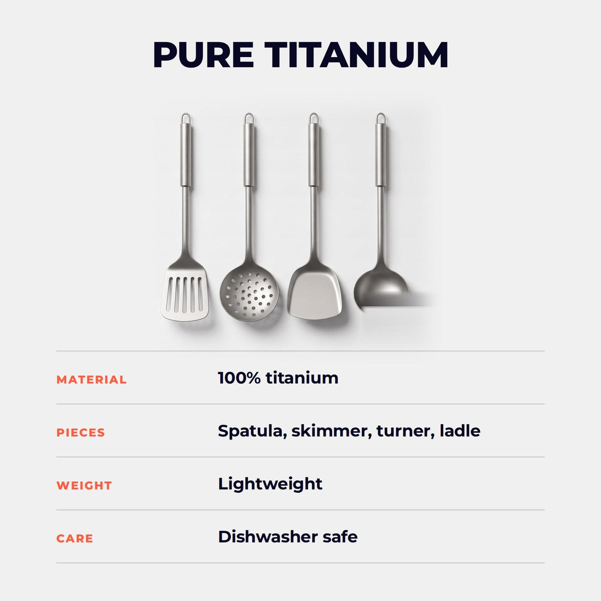 Hatori Junsui 純粋 Series – Titanium Utensils, specifications