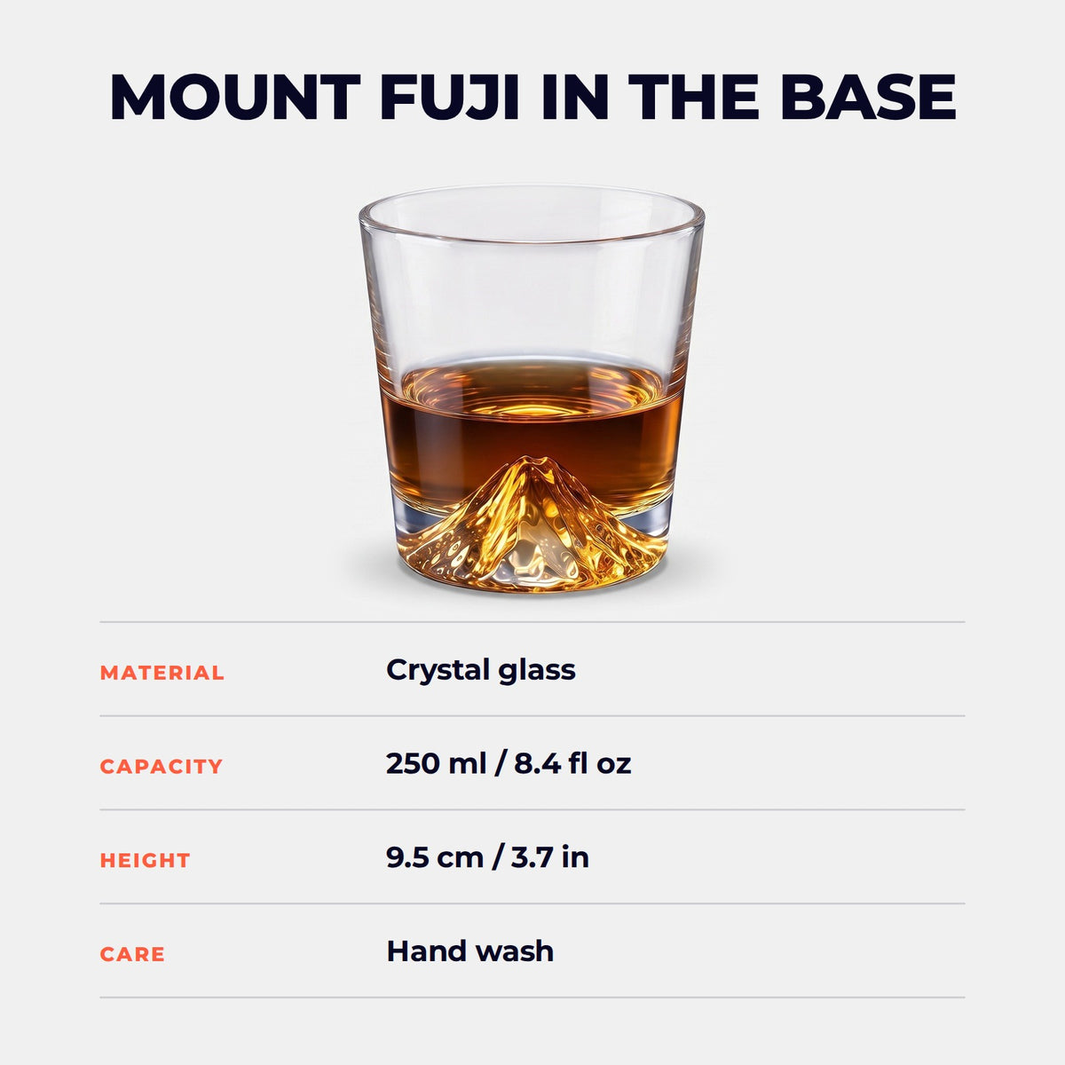 Hatori Fuji 富士 Series – Whisky Glass, Golden Peak, specifications