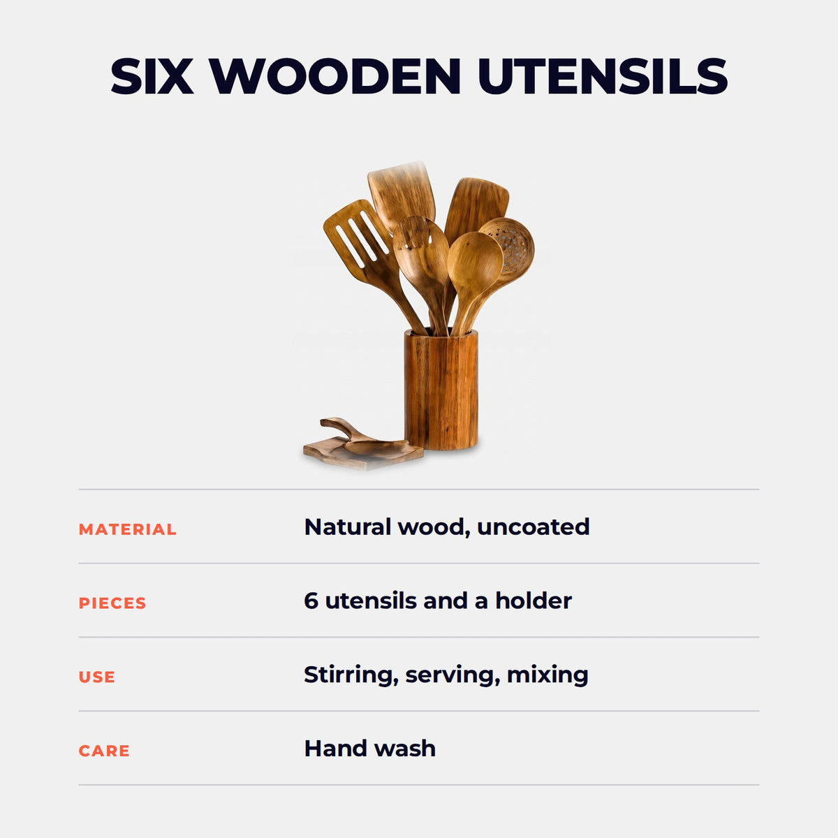 Hatori Mokusei 木製 Series – Wooden Utensil Set, specifications