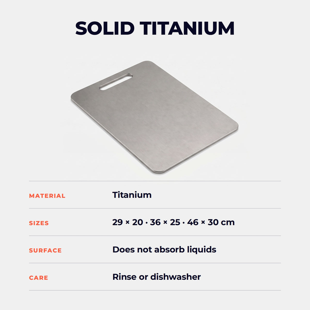 Hatori Kinzoku 錦属 Series – Titanium Cutting Board, specifications