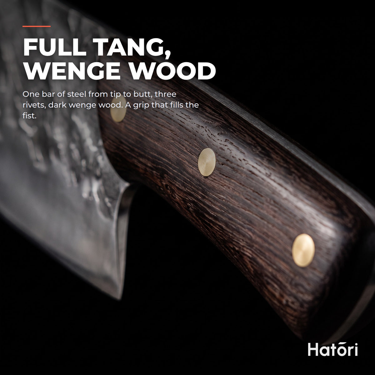 Hatori Kaji 鍛冶 Series – Forged Cleaver 19.5 cm, the handle