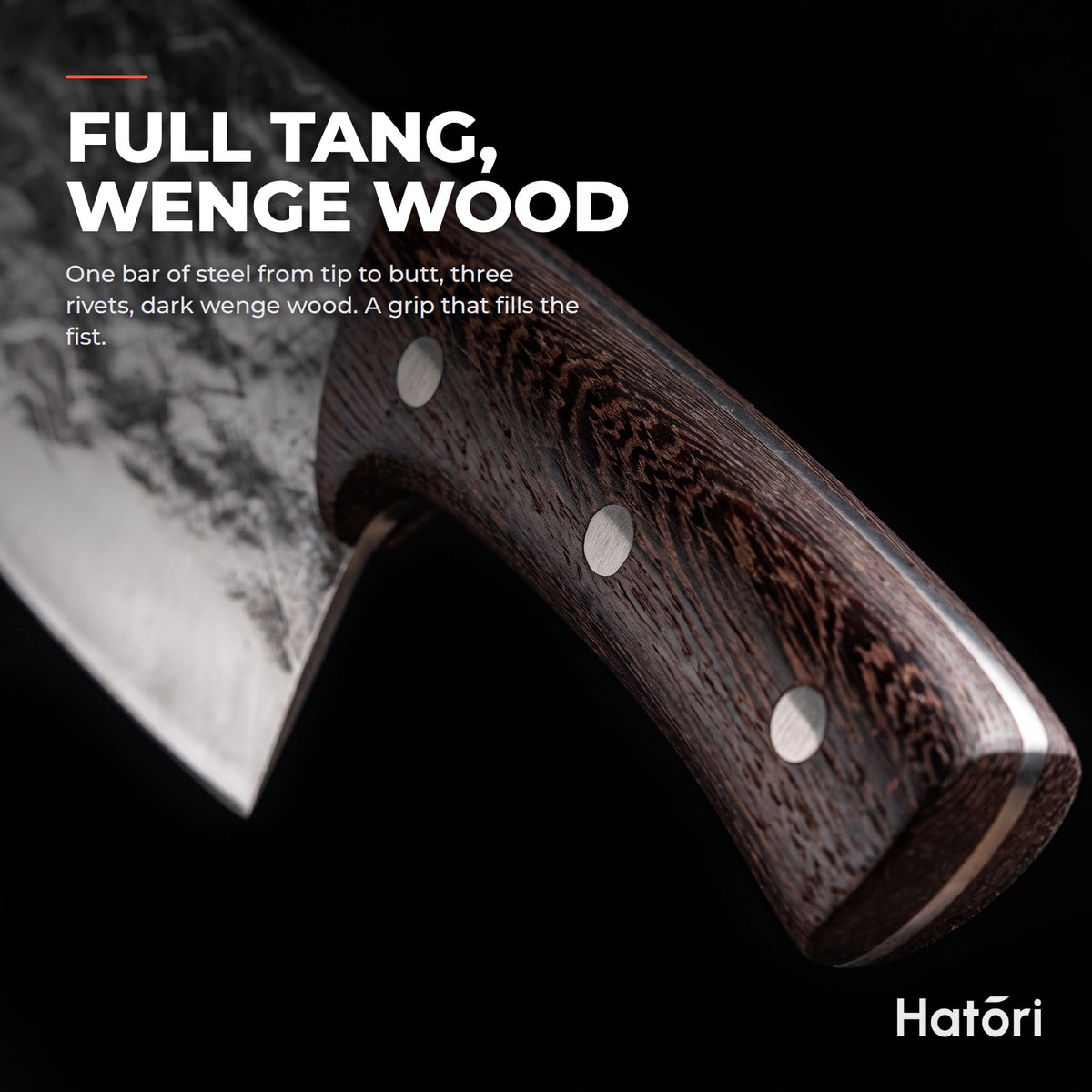 Hatori Kaji 鍛冶 Series – Forged Butcher's Knife 20 cm, the handle