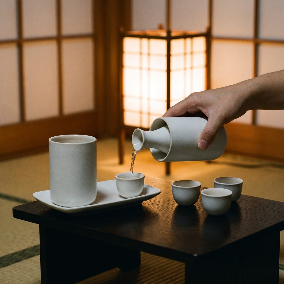 Hatori Tokkuri 徳利 Series – Ceramic Sake Set with Warmer, in use