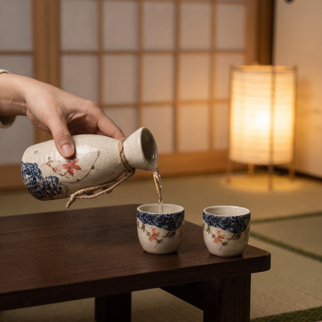 Hatori Sakura 桜 Series – Ceramic Sake Set, in use