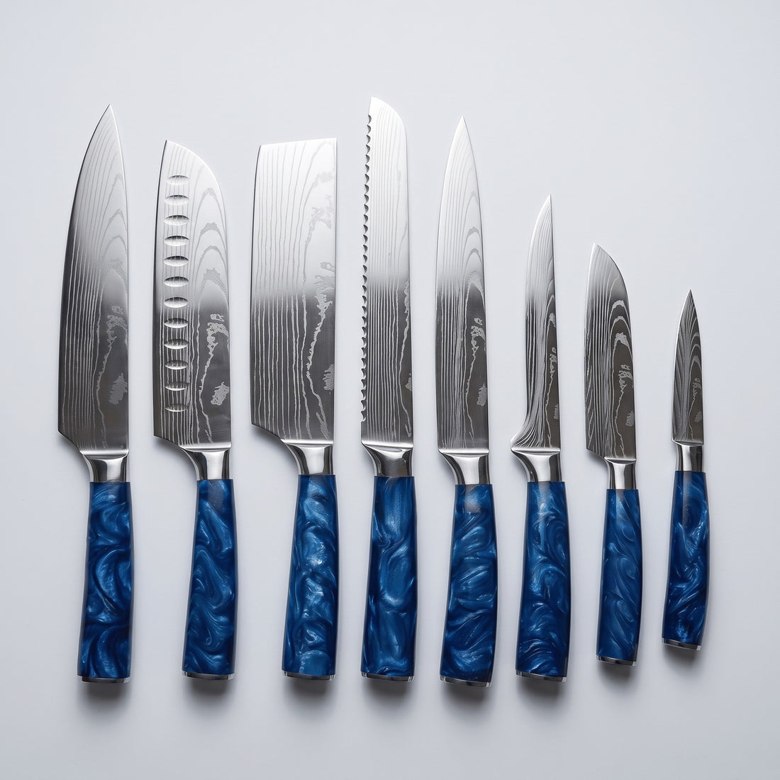 Hatori Seido 青道 Series – 8 Piece Set, on light grey
