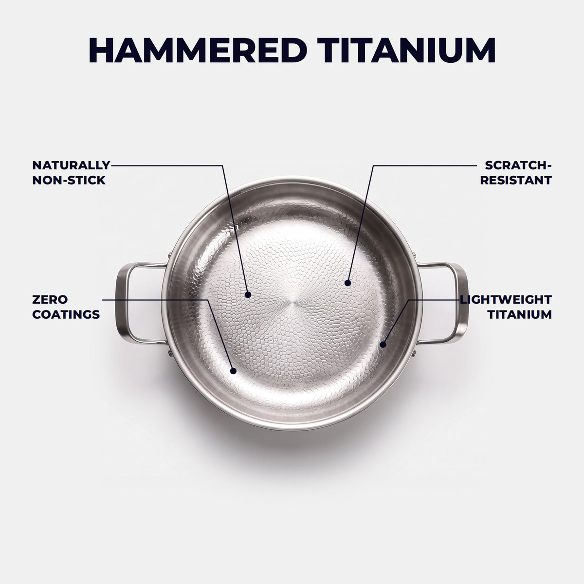 Hatori Kōmyō 光明 Series – Hammered Titanium Pan with Two Handles, the hammered titanium surface