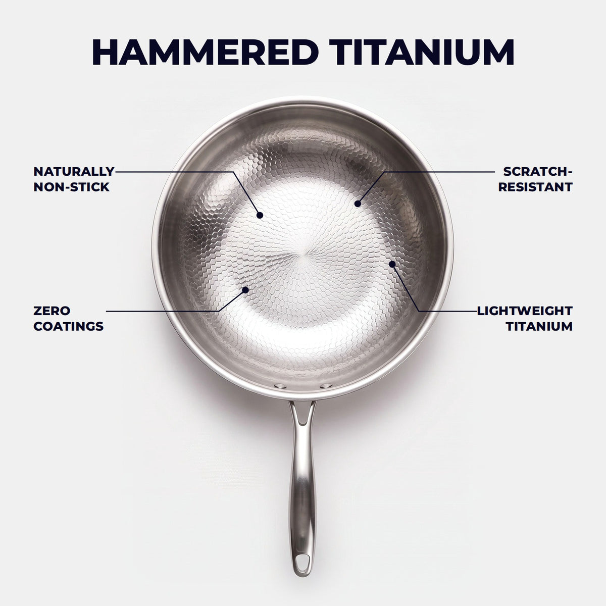 Hatori Kōmyō 光明 Series – Hammered Titanium Wok, the hammered titanium surface