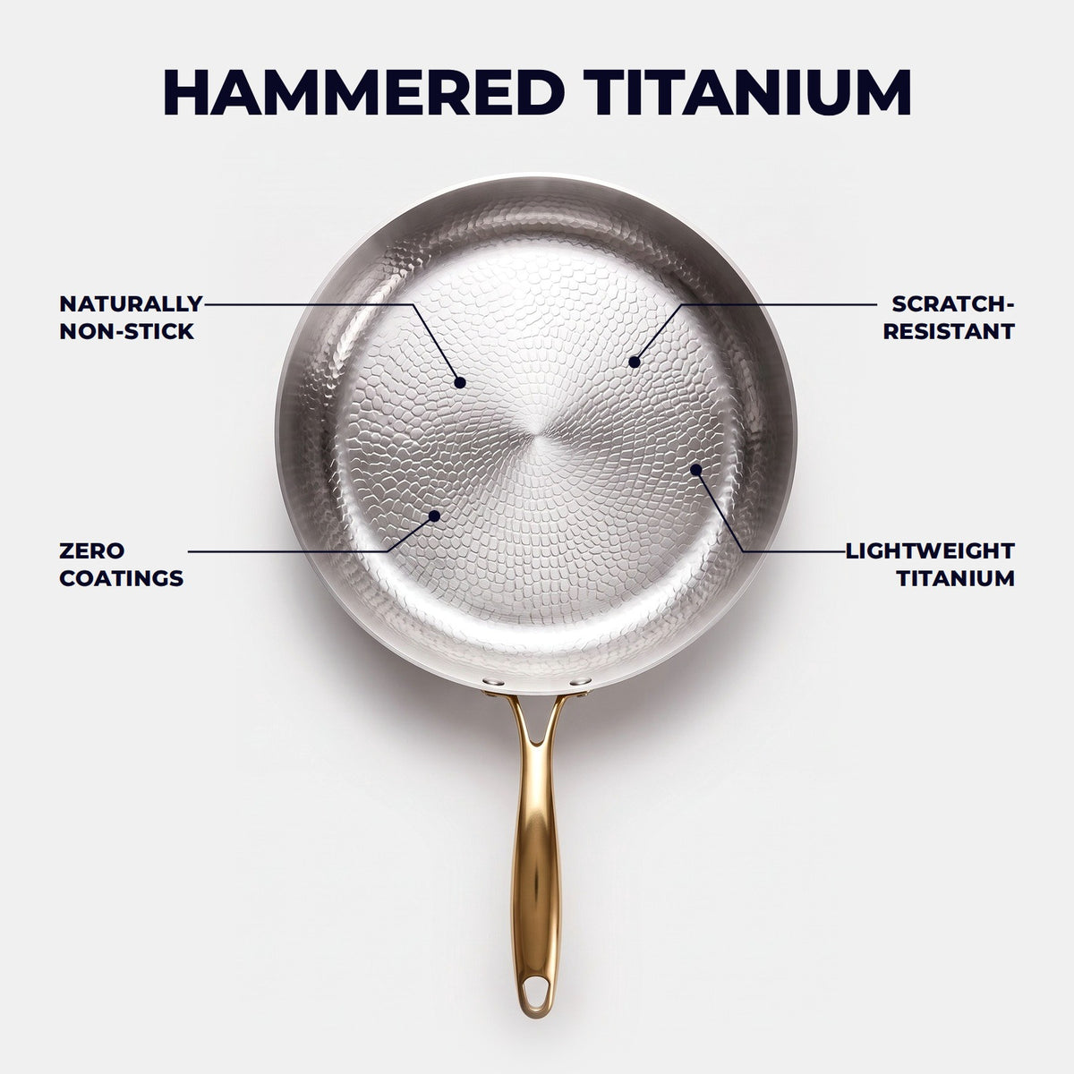 Hatori Kōmyō 光明 Kin 金 Edition – Hammered High-Wall Titanium Pan, the hammered titanium surface