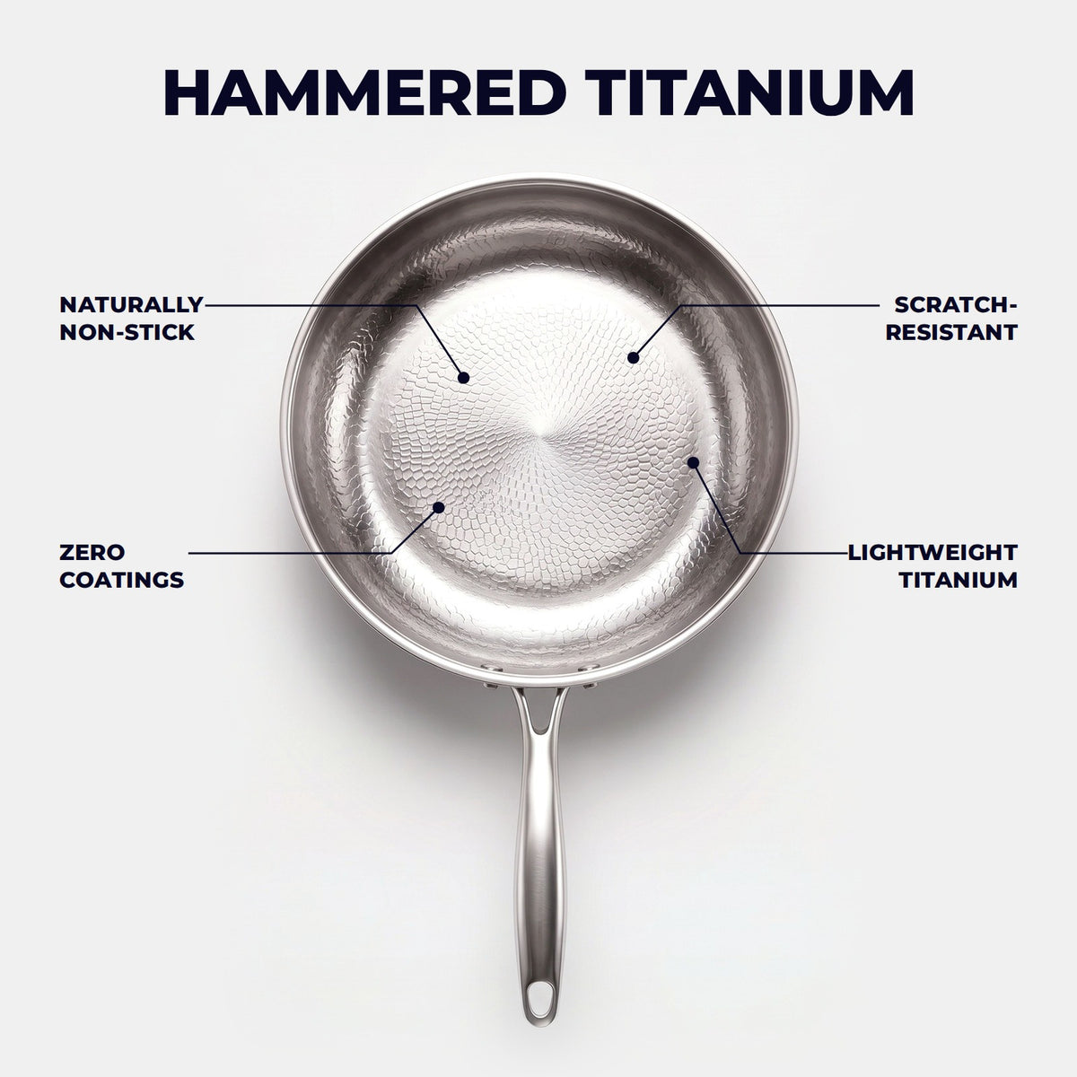 Hatori Kōmyō 光明 Series – Hammered Titanium Sauté Pan, the hammered titanium surface