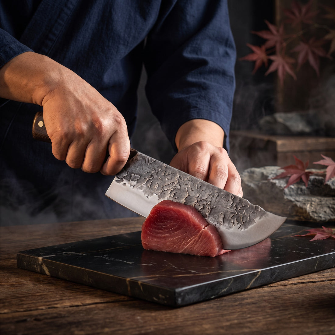 Hatori Kaji 鍛冶 Series – Forged Cleaver 19.5 cm, in use