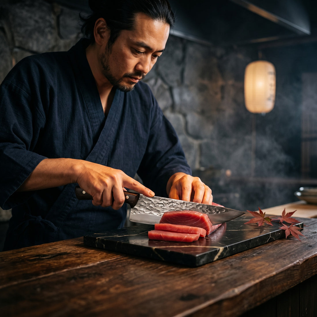 Hatori Kaji 鍛冶 Series – Forged Butcher's Knife 20 cm, at the counter