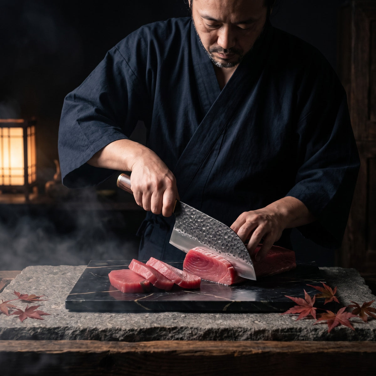 Hatori Kaji 鍛冶 Series – Hammered Butcher's Cleaver 20.5 cm, at the counter
