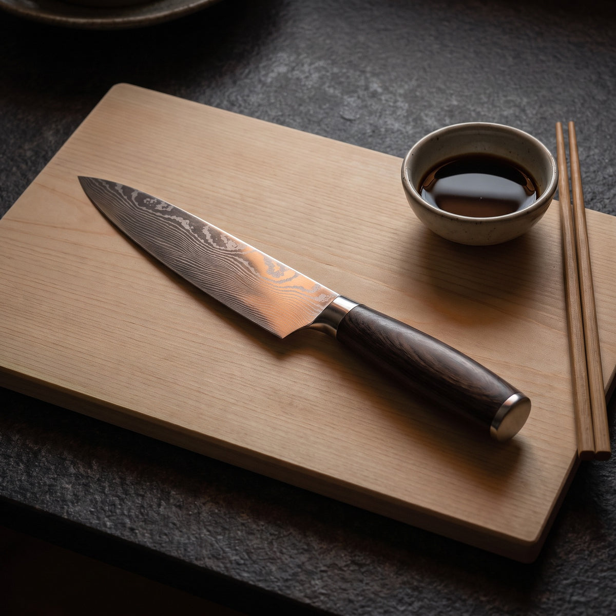 Hatori Mori 森 Series – Small Chef's Knife 13.5 cm, on a board