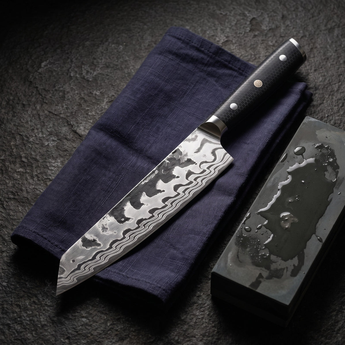 Hatori Yoru 夜 Series – Kiritsuke 27 cm, on a board
