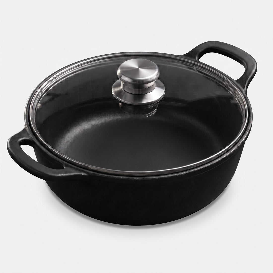 Hatori Imono 鋳物 Series – Cast Iron Casserole with Glass Lid, on light grey