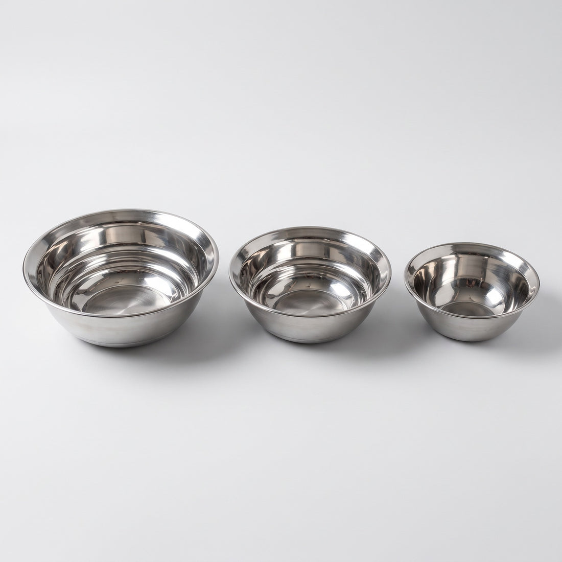 Hatori Migaki 磨き Series – Stainless Steel Mixing Bowls, on light grey
