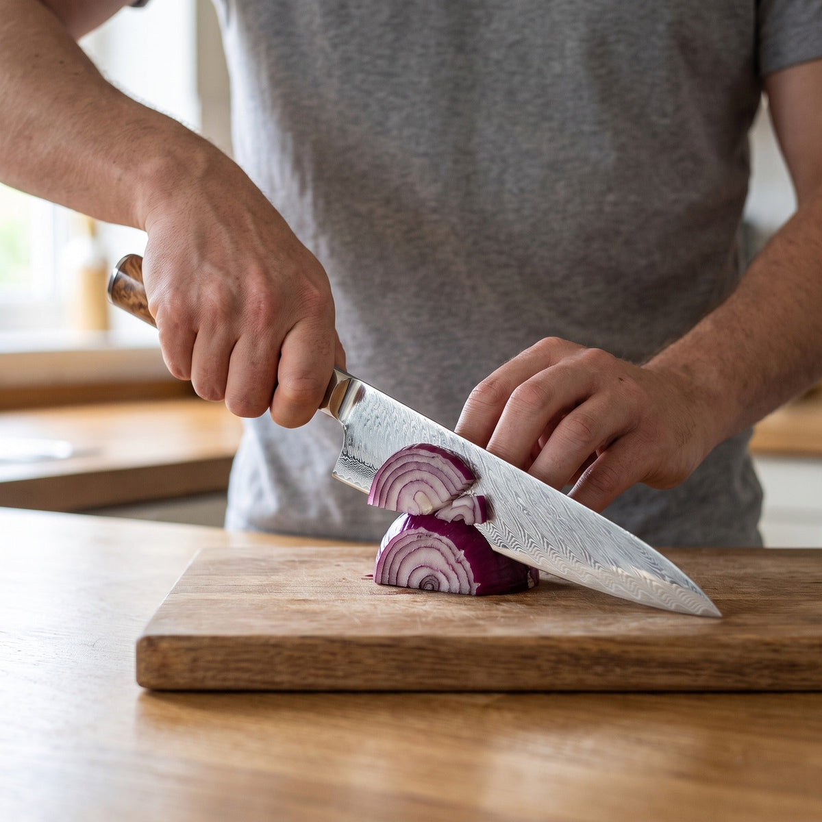 Hatori Ginkai 銀海 Series – Chef's Knife, in a home kitchen
