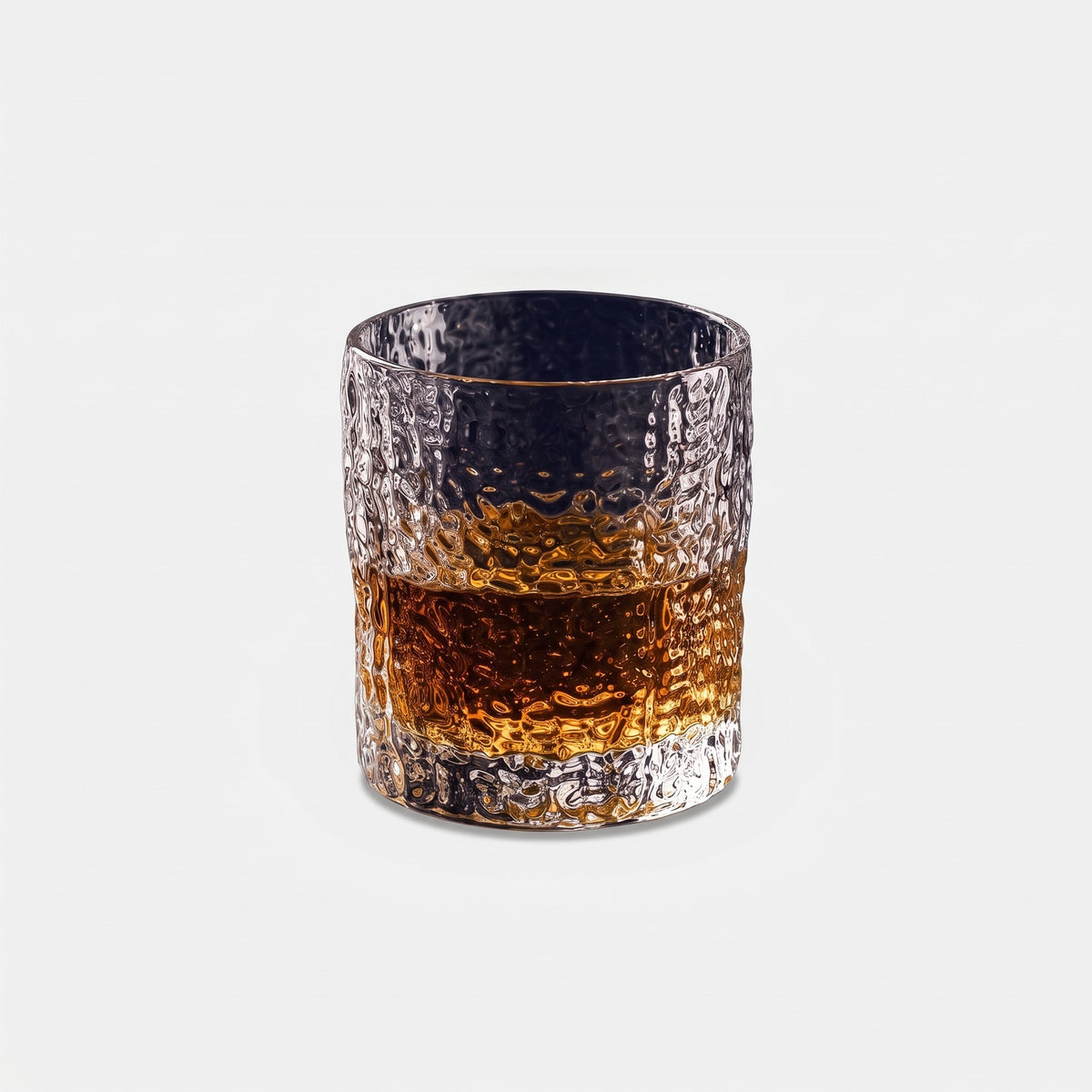 Hatori Kiriko 切子 Series – Hammered Crystal Whisky Glass, on light grey