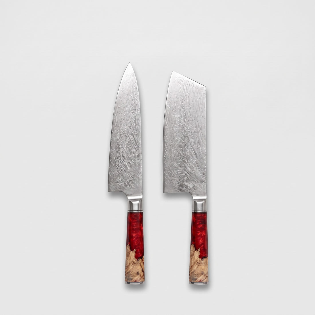 Hatori Kurenai 紅 Series – Damascus 2 Piece Set, on light grey