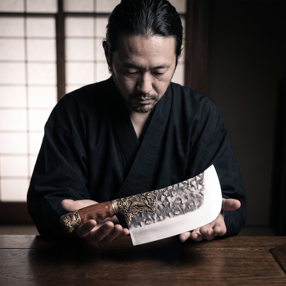 Hatori Ryūjin 龍神 Series – Dragon Cleaver 21.5 cm, in hand