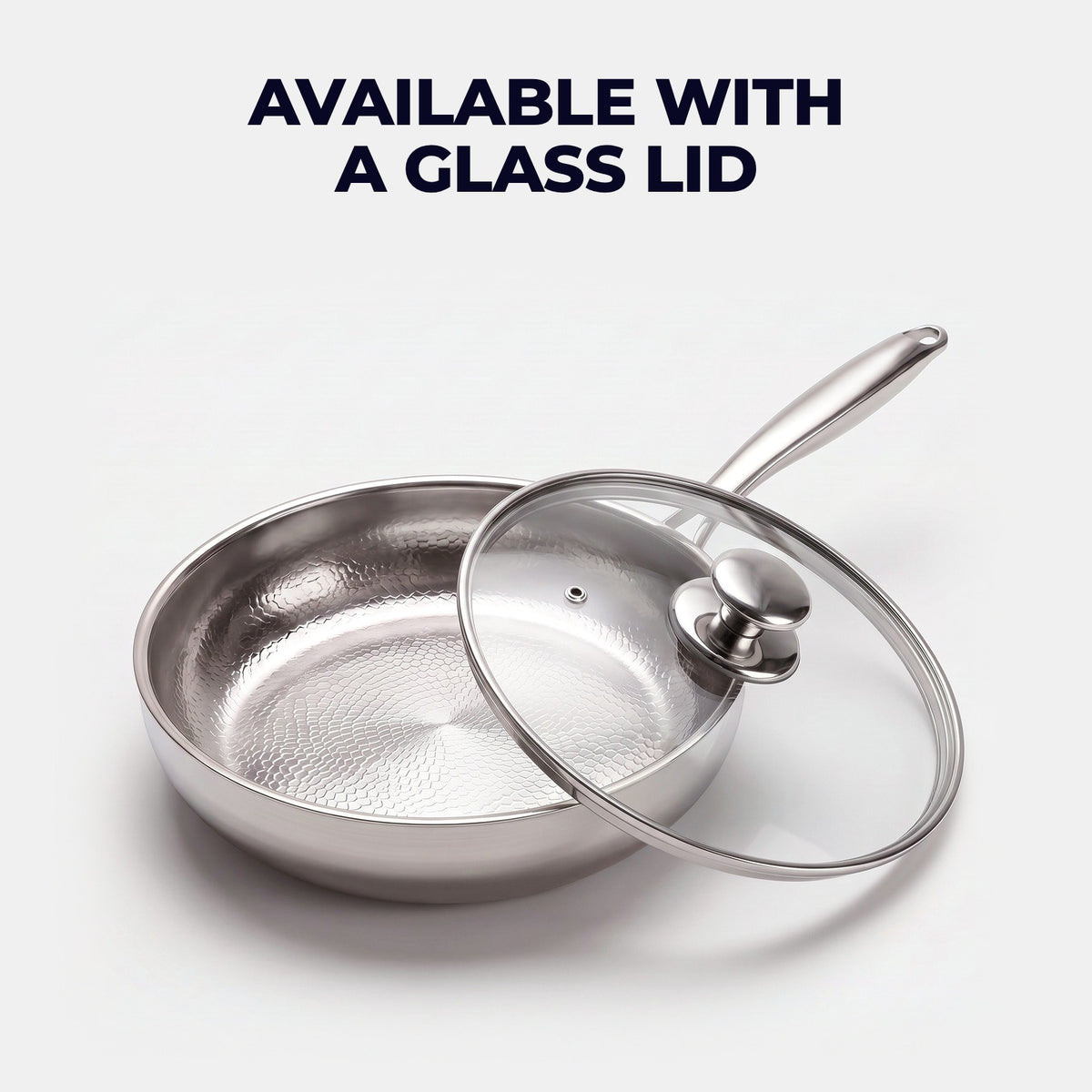 Hatori Kōmyō 光明 Series – Hammered Titanium Sauté Pan, with the glass lid