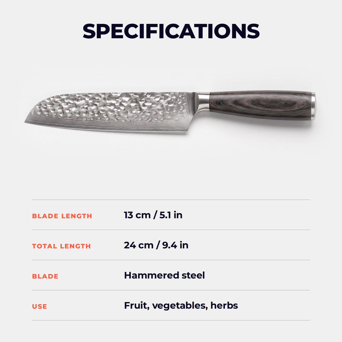 Hatori Mori 森 Series – Hammered Utility Knife 13 cm, specifications