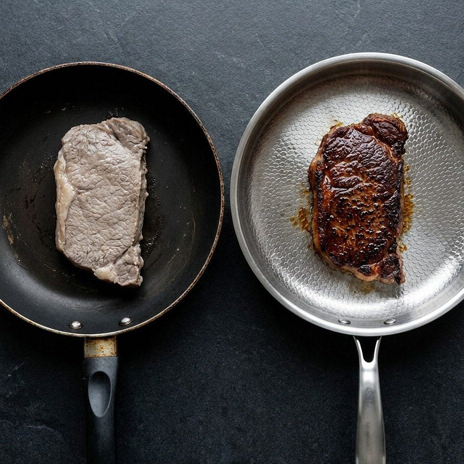 The crust you cannot get in a nonstick pan is the whole flavour.