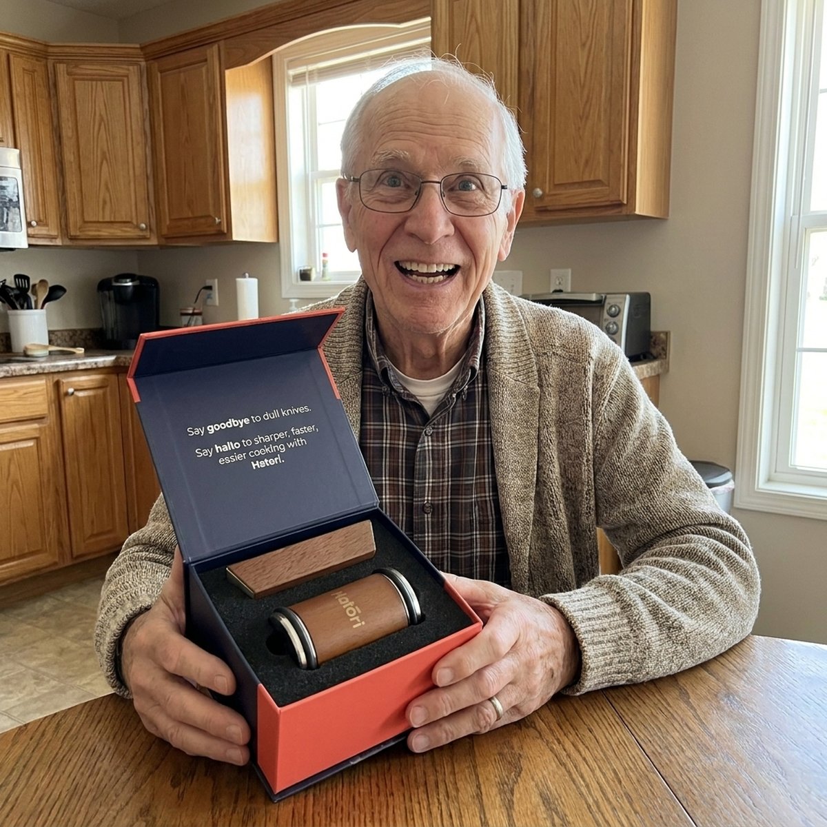 Grandpa with the Hatori gift box