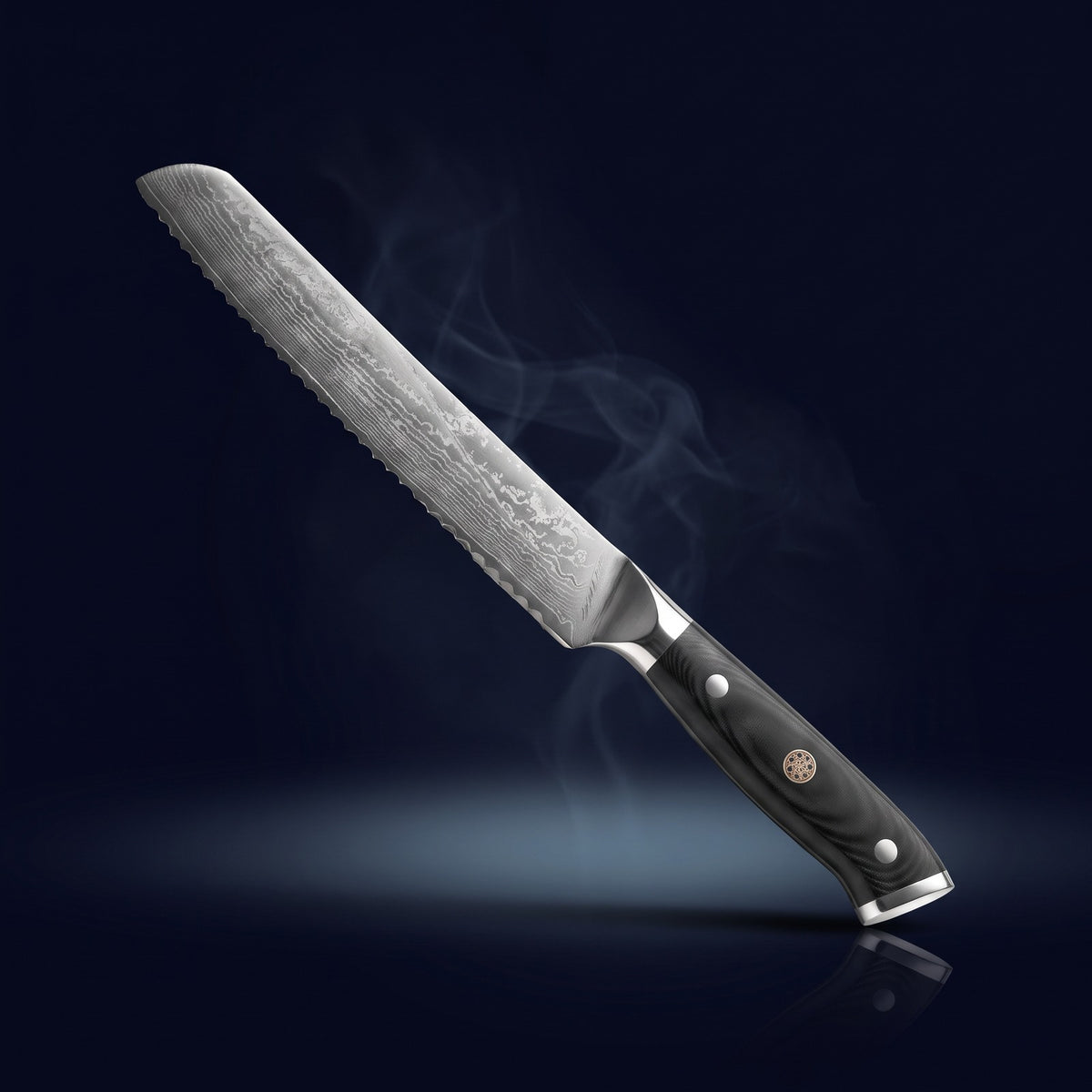 Hatori Kokuyō 黒曜 Series – Damascus Bread Knife 19.5 cm