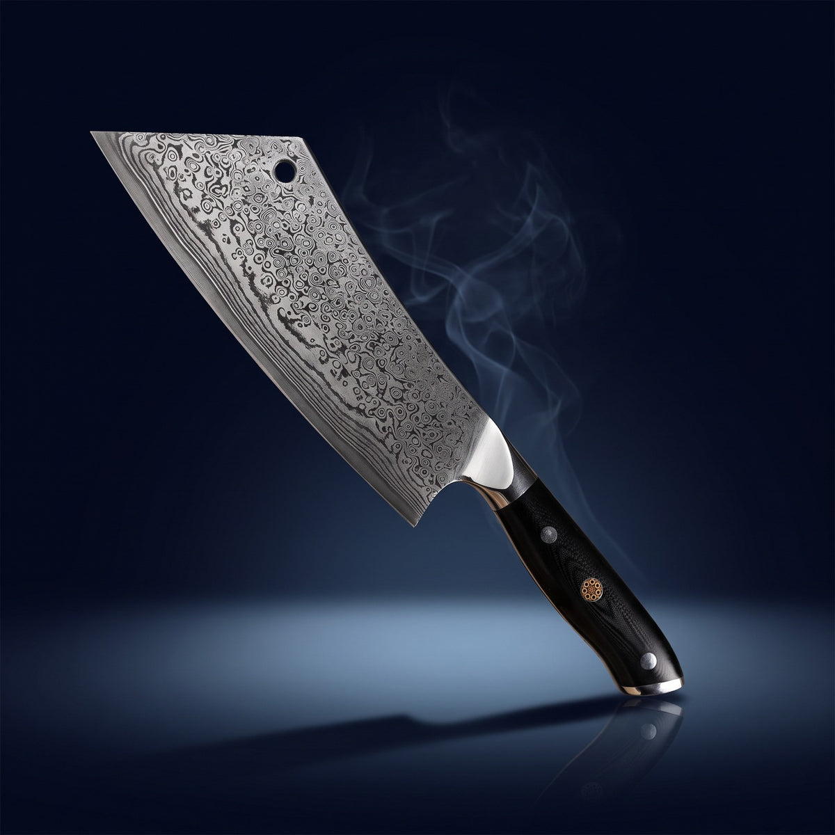 Hatori Kokuyō 黒曜 Series – Damascus Hybrid Cleaver 20 cm