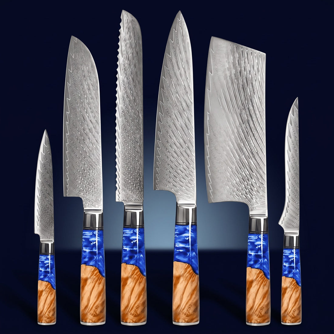 Hatori Sōkai 蒼海 Series – Damascus 6 Piece Set