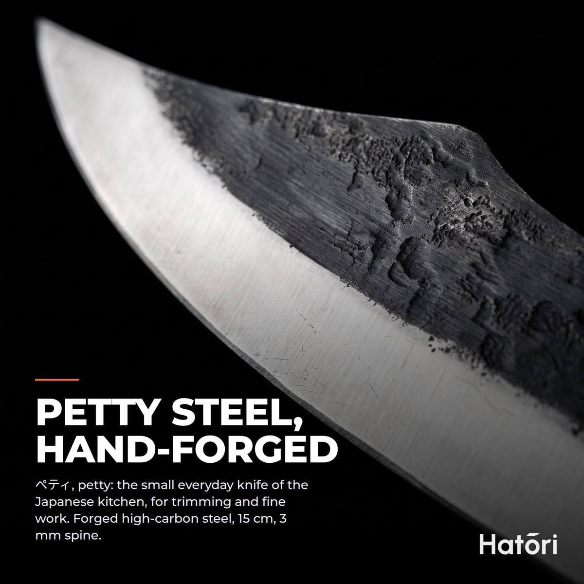 Hatori Kaji 鍛冶 Series – Forged Utility Knife 15 cm, Sculpted Handle, blade steel
