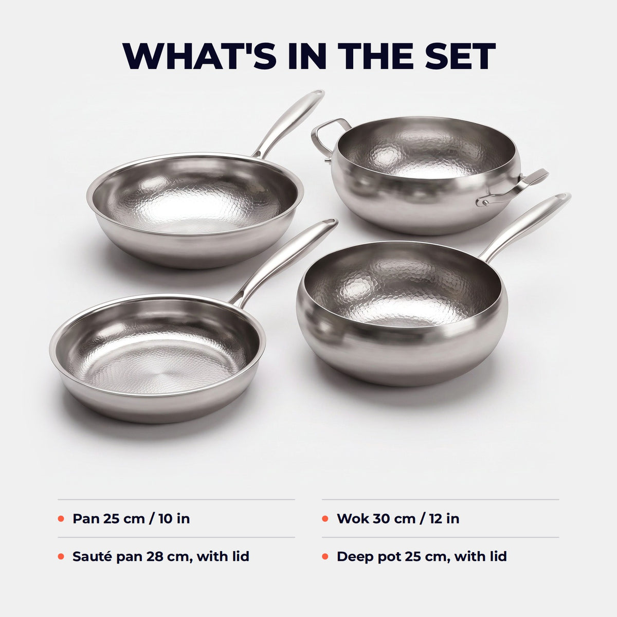 Hatori Kōmyō 光明 Series – Essentials Kitchen Set, 4 Pieces with 2 Lids, what is in the set