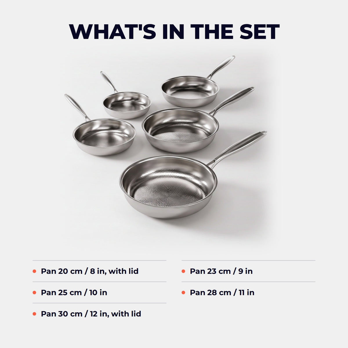 Hatori Kōmyō 光明 Series – 5-Pan Set with 2 Lids, what is in the set