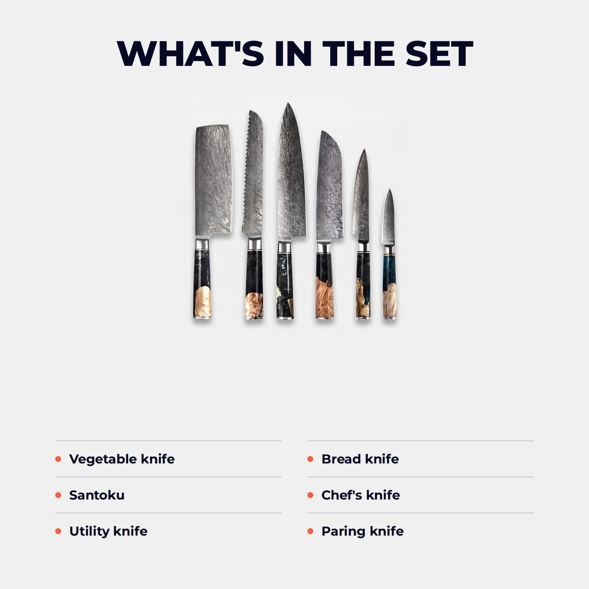 Hatori Ginkai 銀海 Series – 6 Piece Set, what is in the set