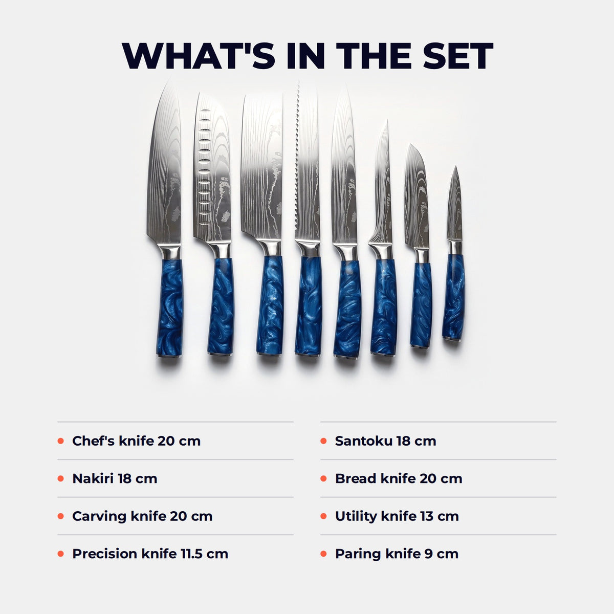 Hatori Seido 青道 Series – 8 Piece Set, what is in the set