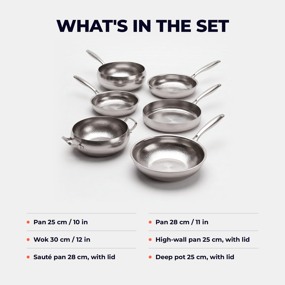 Hatori Kōmyō 光明 Series – Complete Kitchen Set, 6 Pieces with 3 Lids, what is in the set