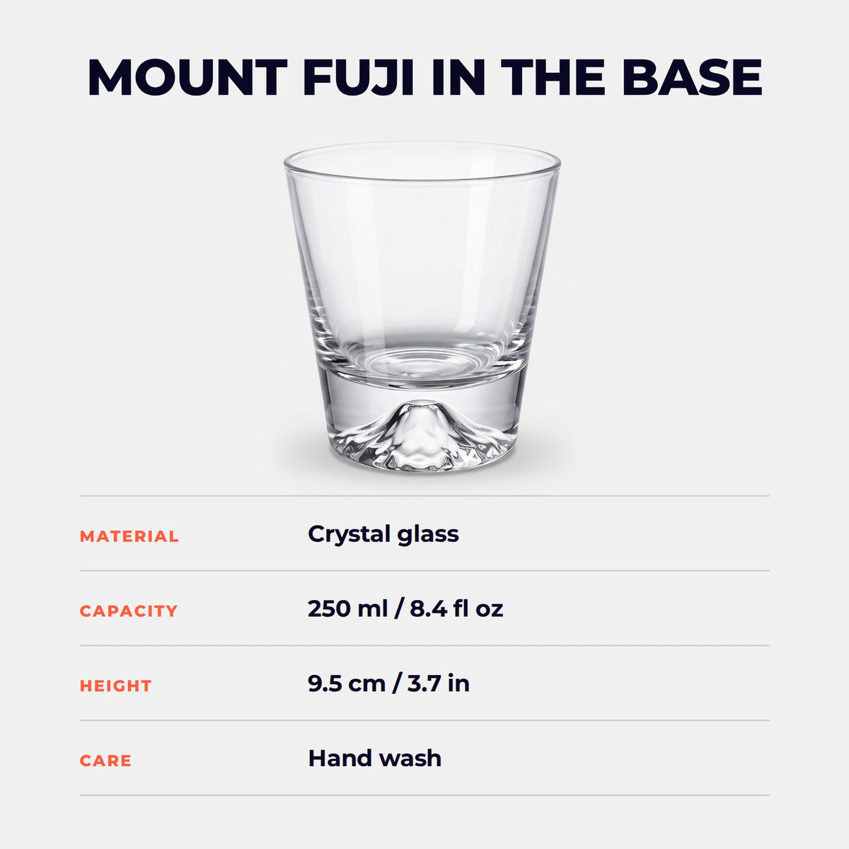 Hatori Fuji 富士 Series – Whisky Glass, Snow Peak, specifications