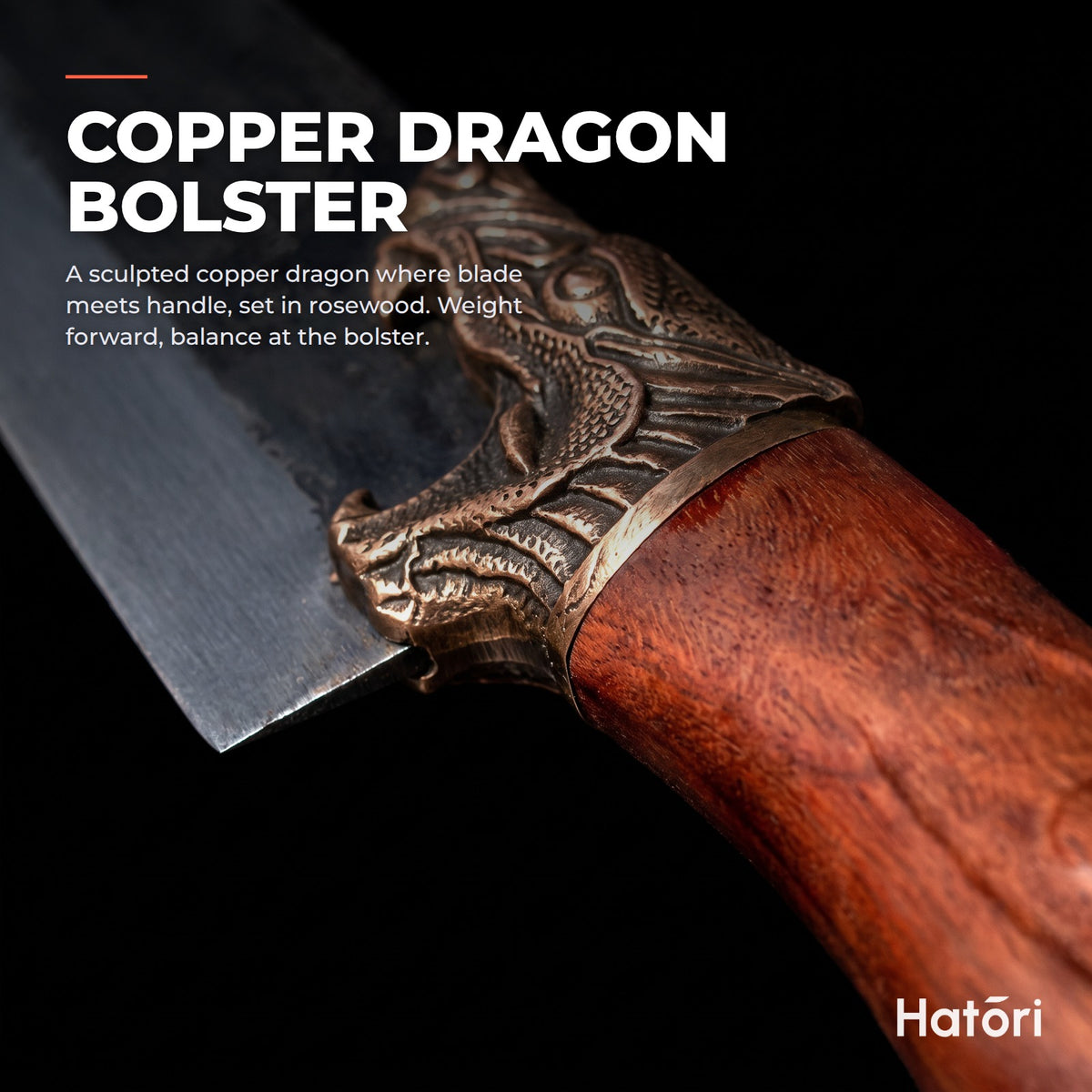 Hatori Ryūjin 龍神 Series – Dragon Santoku 18 cm, the handle