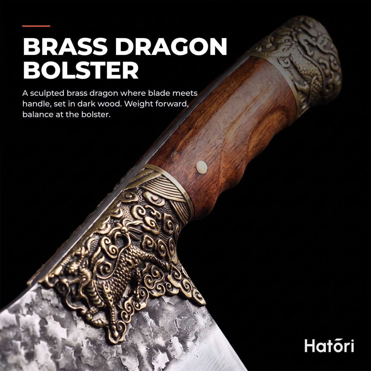 Hatori Ryūjin 龍神 Series – Dragon Cleaver 21.5 cm, the handle