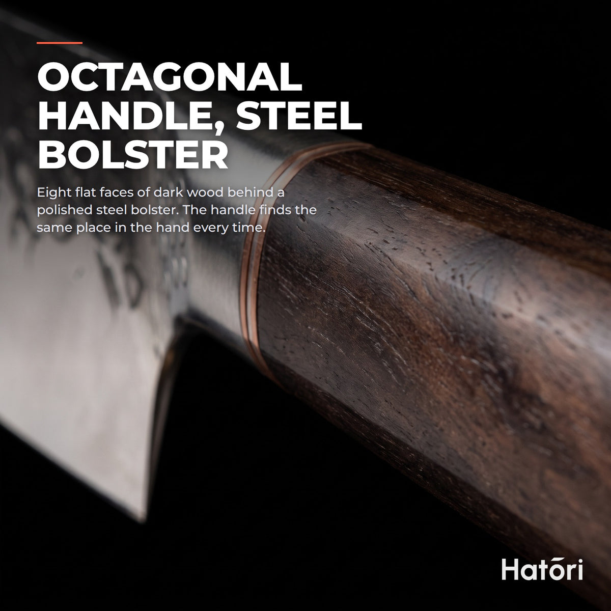 Hatori Tsuchime 槌目 Series – Hammered Gyuto 21 cm, the handle
