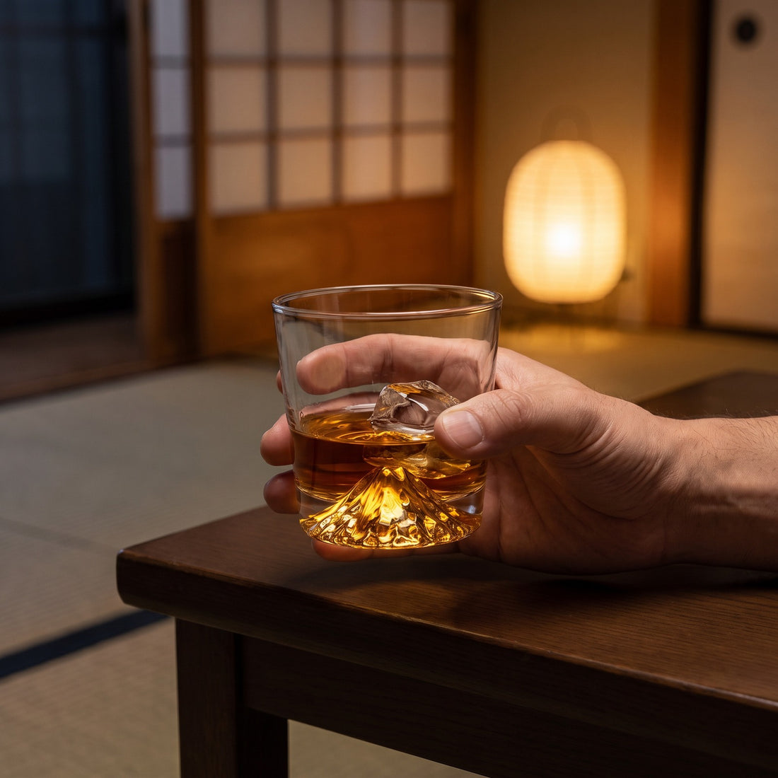 Hatori Fuji 富士 Series – Whisky Glass, Golden Peak, in use