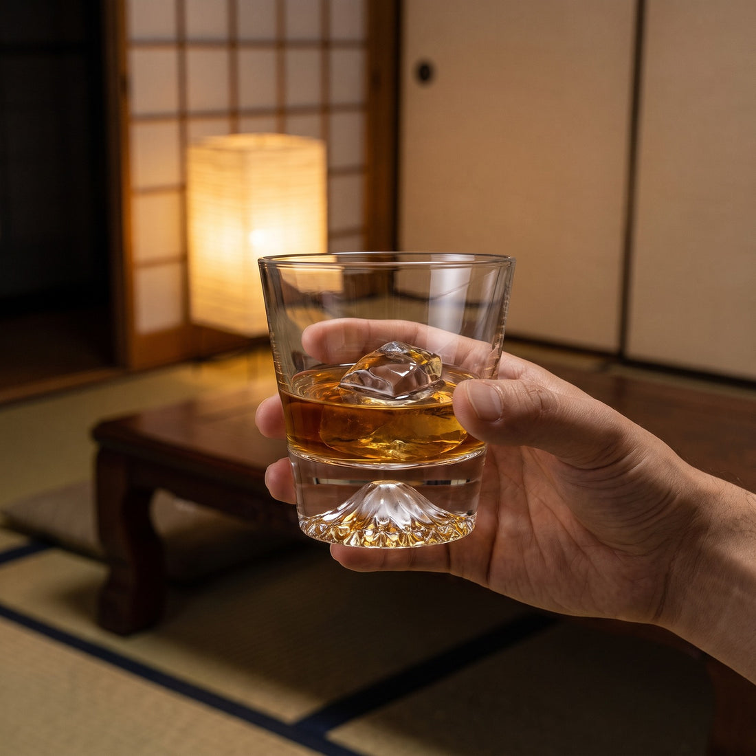 Hatori Fuji 富士 Series – Whisky Glass, Snow Peak, in use