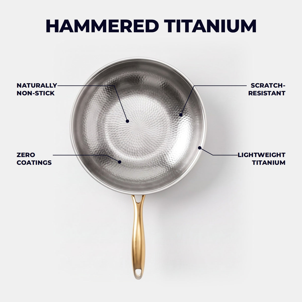 Hatori Kōmyō 光明 Kin 金 Edition – Hammered Titanium Wok, the hammered titanium surface