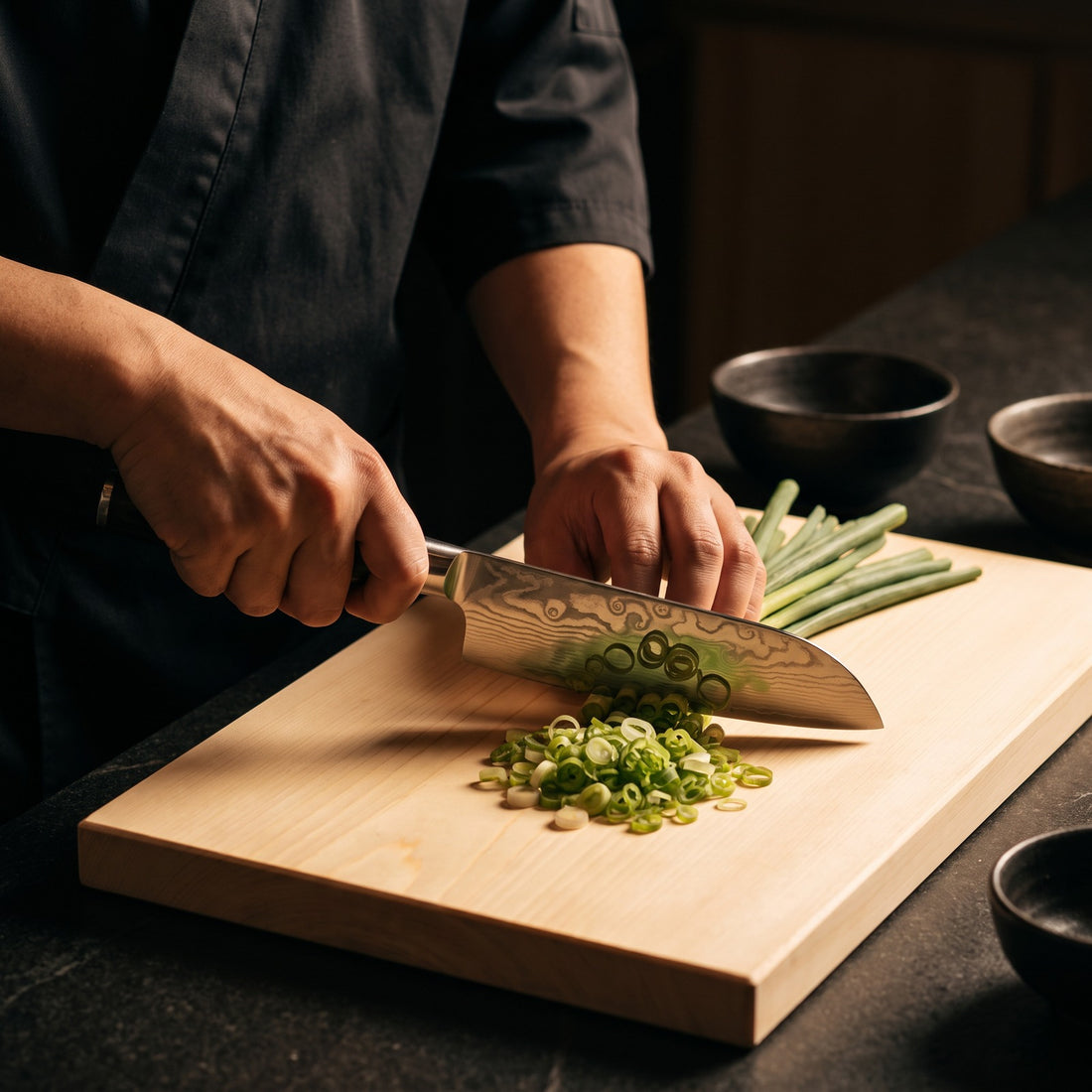 Hatori Mori 森 Series – Compact Santoku 17.8 cm, in use