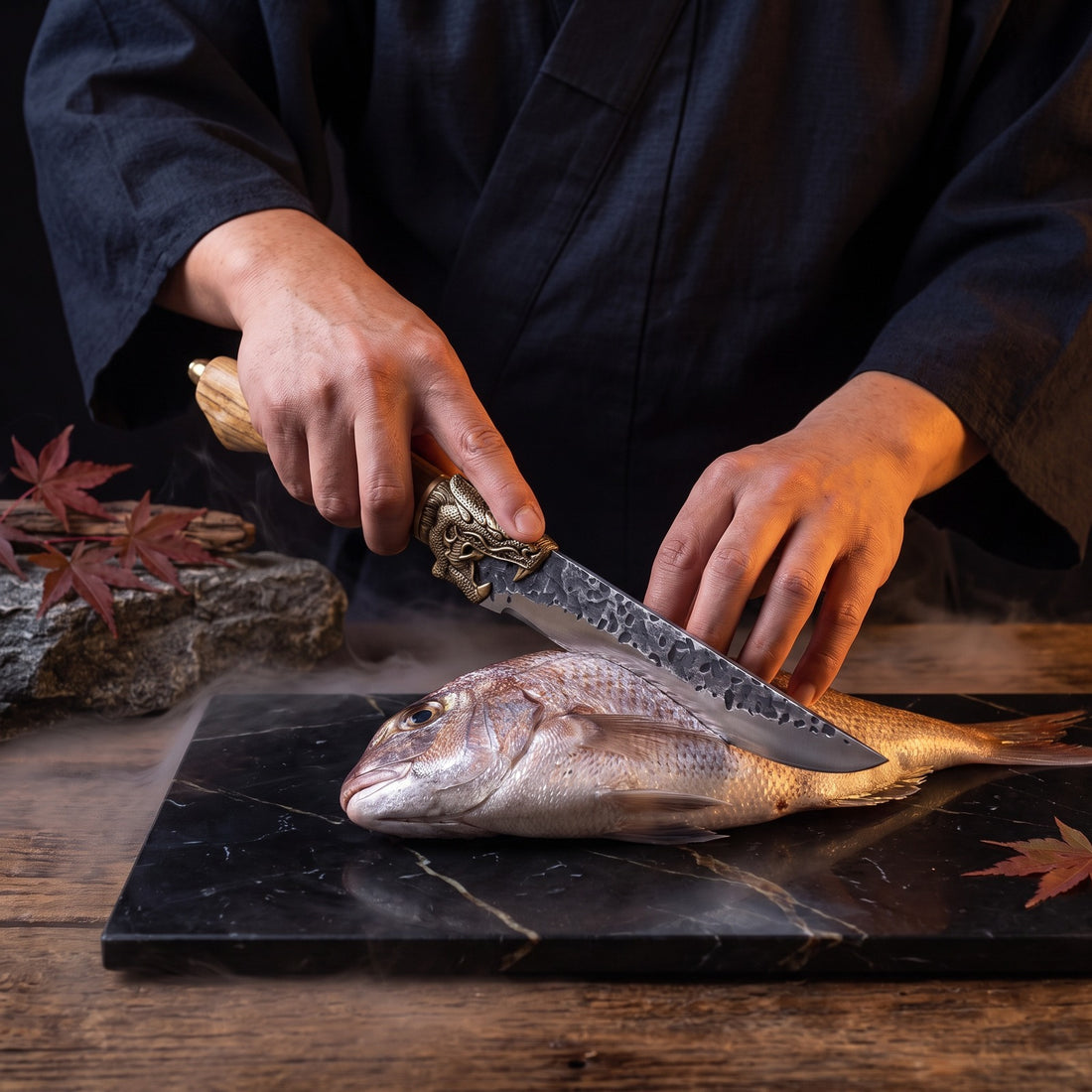 Hatori Ryūjin 龍神 Series – Dragon Boning Knife 17 cm, in use