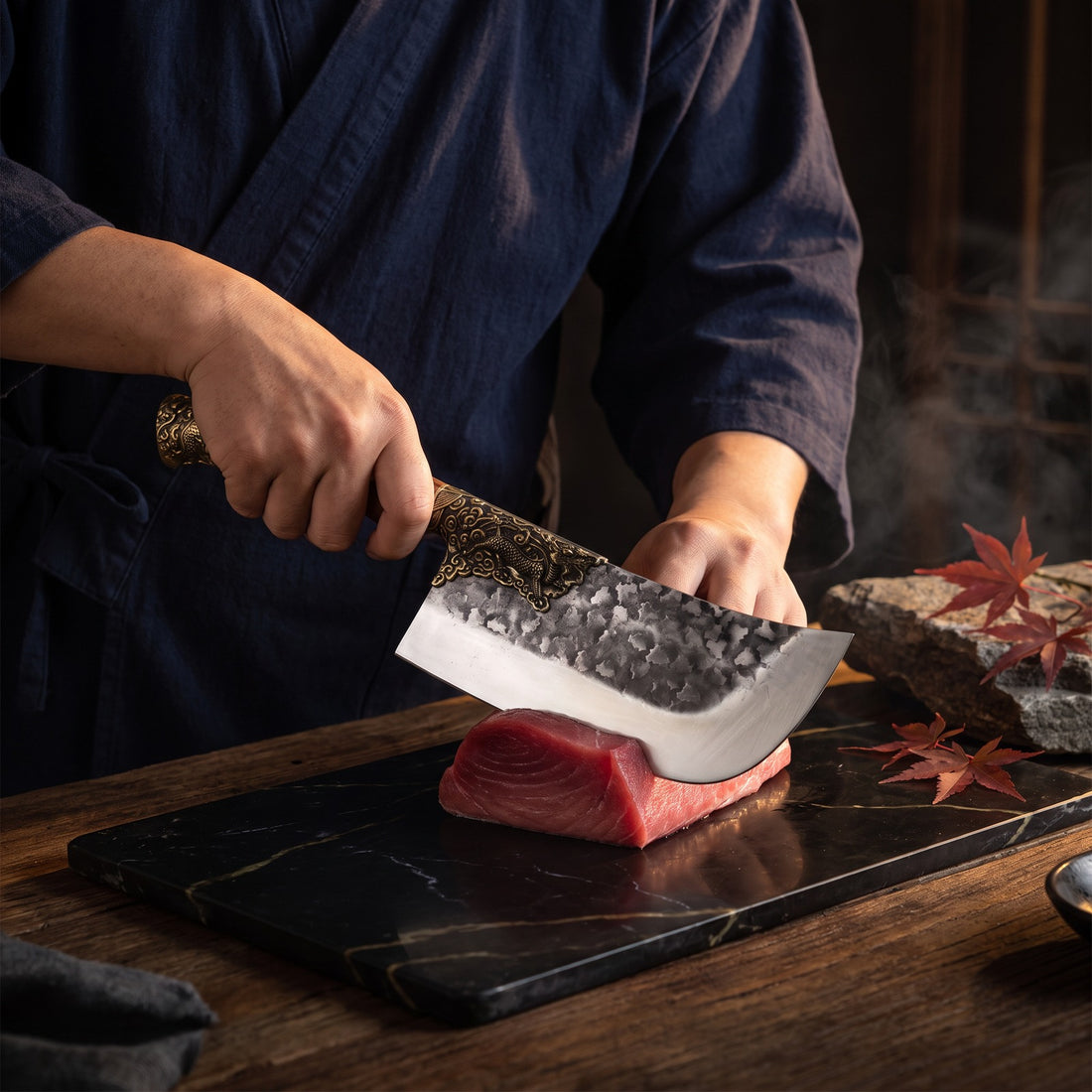 Hatori Ryūjin 龍神 Series – Dragon Cleaver 21.5 cm, in use